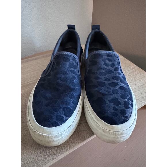 Sperry Top-Sider Women’s Slip-On Sneakers Navy Blue Leopard Print Size 7 - Picture 1 of 9